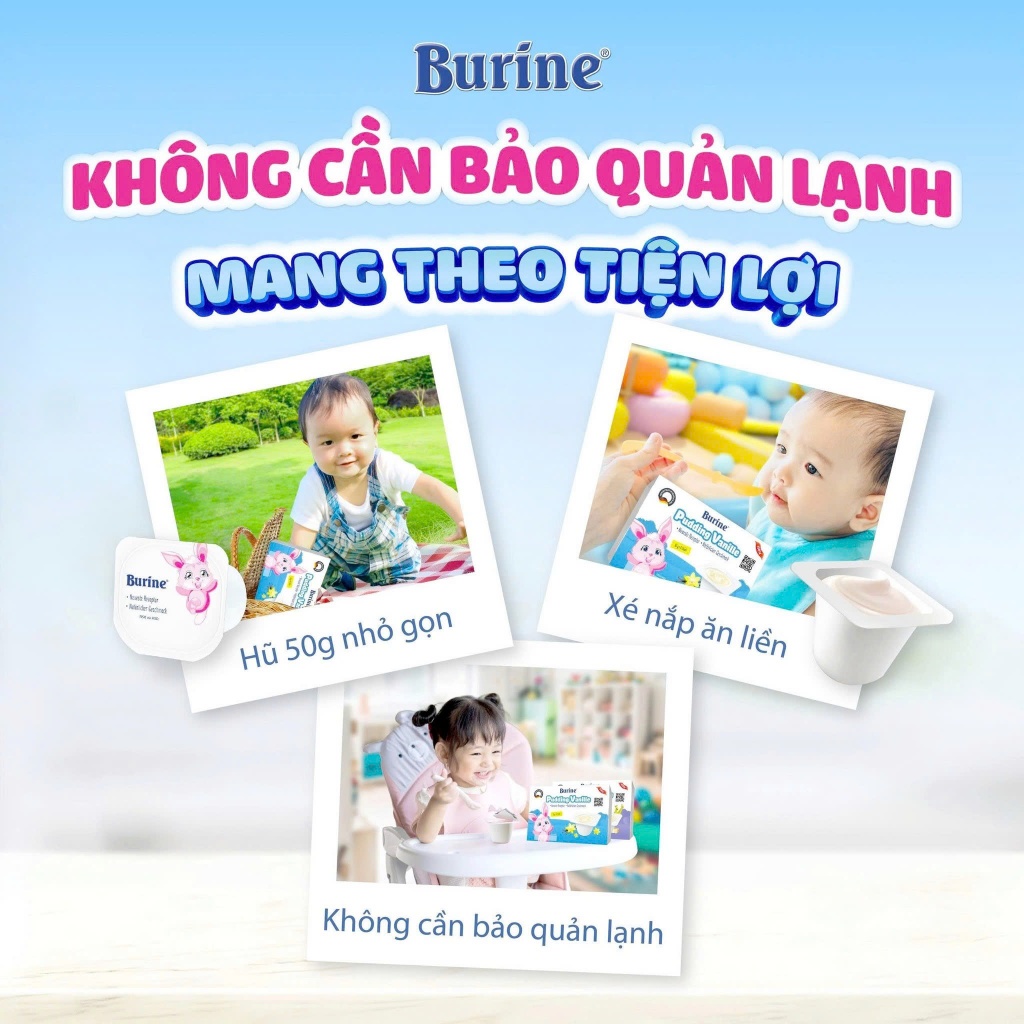 Pudding BURINE Cho Bé Ăn Dặm, Kết Cấu Mềm Mịn, Nguyên Kem - Cho Bé Từ 6 Tháng Tuổi
