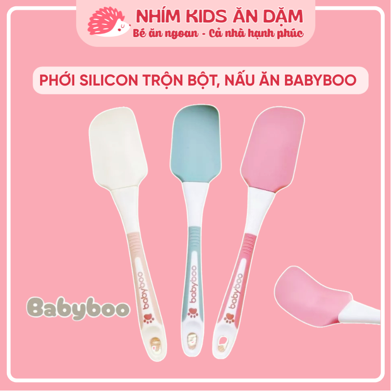 Phới Dẹt Silicon BABYBOO Quấy Bột, Quấy Cháo, Nấu Ăn, Ban Dày, Cầm Chắc Tay, Chịu Nhiệt Tốt