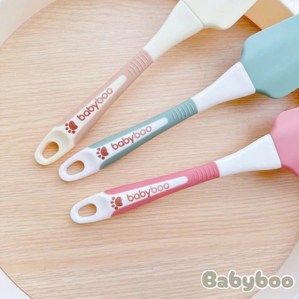 Phới Dẹt Silicon BABYBOO Quấy Bột, Quấy Cháo, Nấu Ăn, Ban Dày, Cầm Chắc Tay, Chịu Nhiệt Tốt