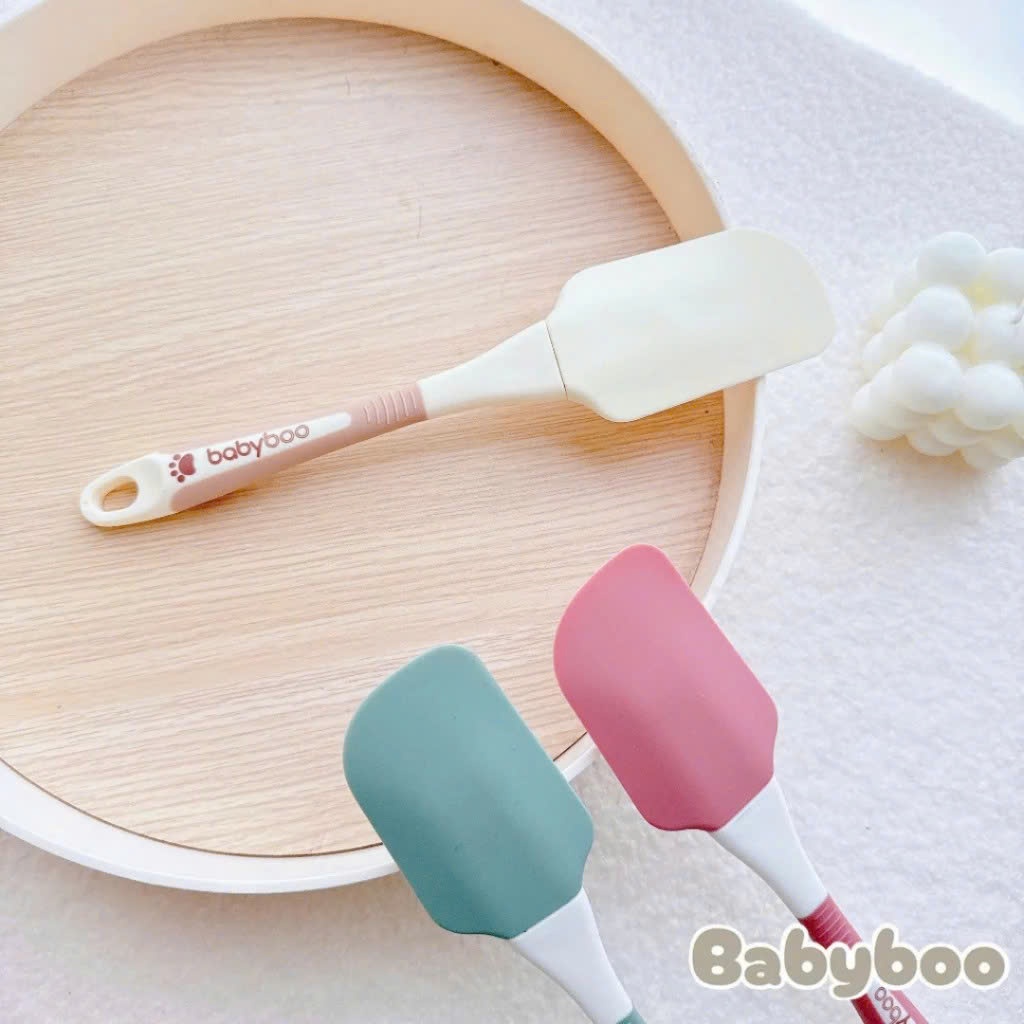 Phới Dẹt Silicon BABYBOO Quấy Bột, Quấy Cháo, Nấu Ăn, Ban Dày, Cầm Chắc Tay, Chịu Nhiệt Tốt