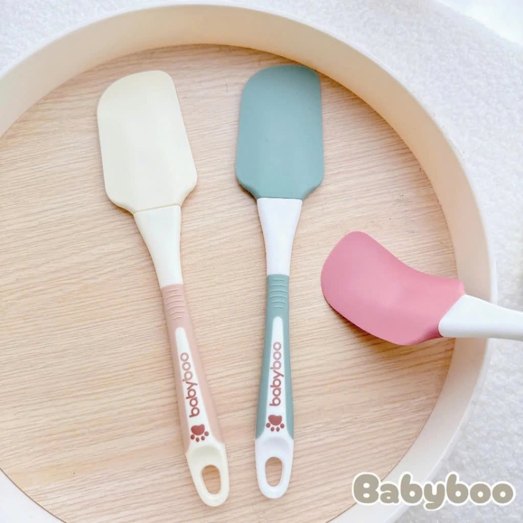 Phới Dẹt Silicon BABYBOO Quấy Bột, Quấy Cháo, Nấu Ăn, Ban Dày, Cầm Chắc Tay, Chịu Nhiệt Tốt