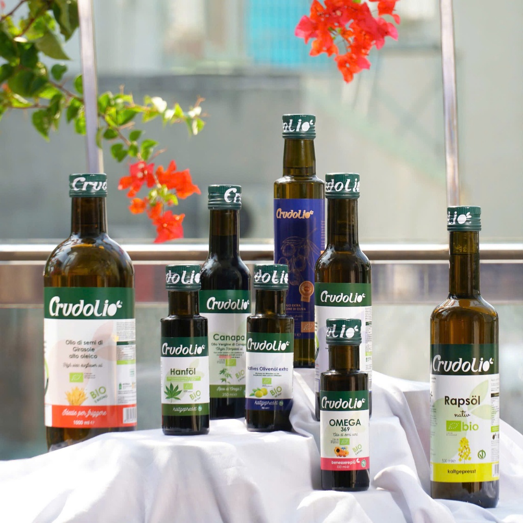 Dầu Ăn Hữu Cơ Ép Lạnh Nguyên Chất CRUDOLIO, Dầu Olive, Dầu Omega 3-6-9, Dầu Hạt Cải - Nhập Khẩu Ý