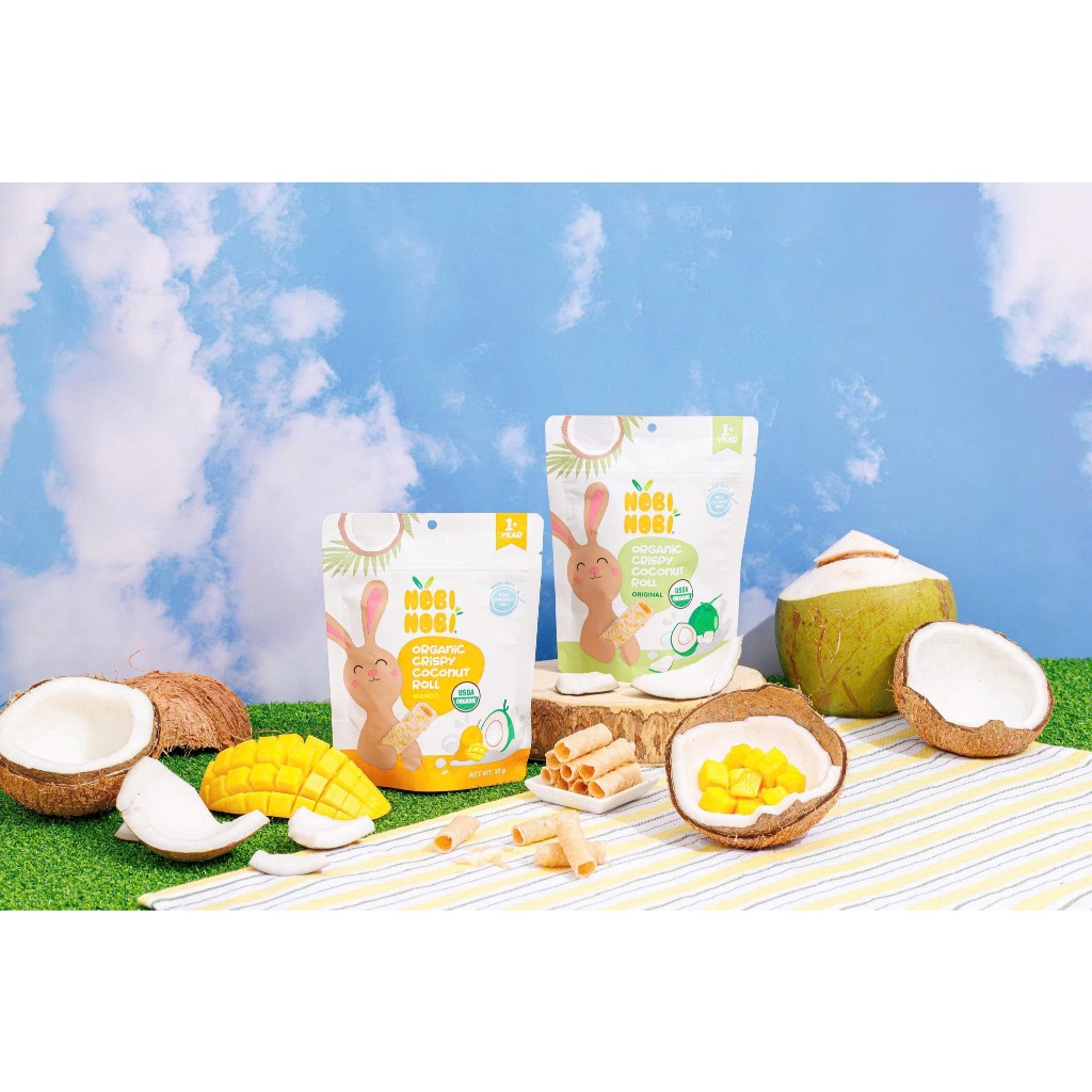 Bánh Cuộn Dừa Giòn Hữu Cơ NOBI NOBI - Túi 35gam - Không Gluten - Dành Cho Bé Từ 1 Tuổi