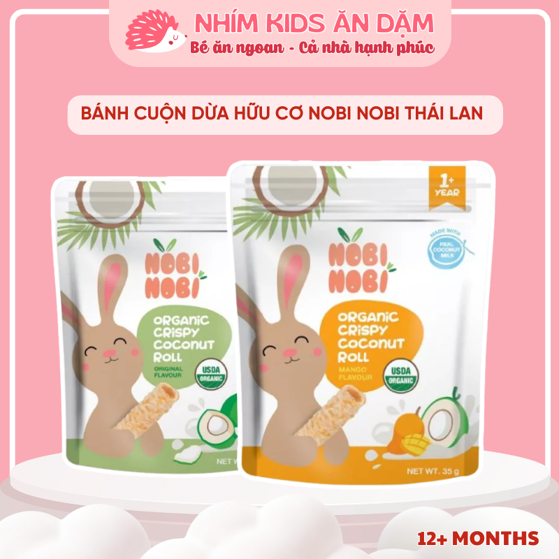 Bánh Cuộn Dừa Giòn Hữu Cơ NOBI NOBI - Túi 35gam - Không Gluten - Dành Cho Bé Từ 1 Tuổi