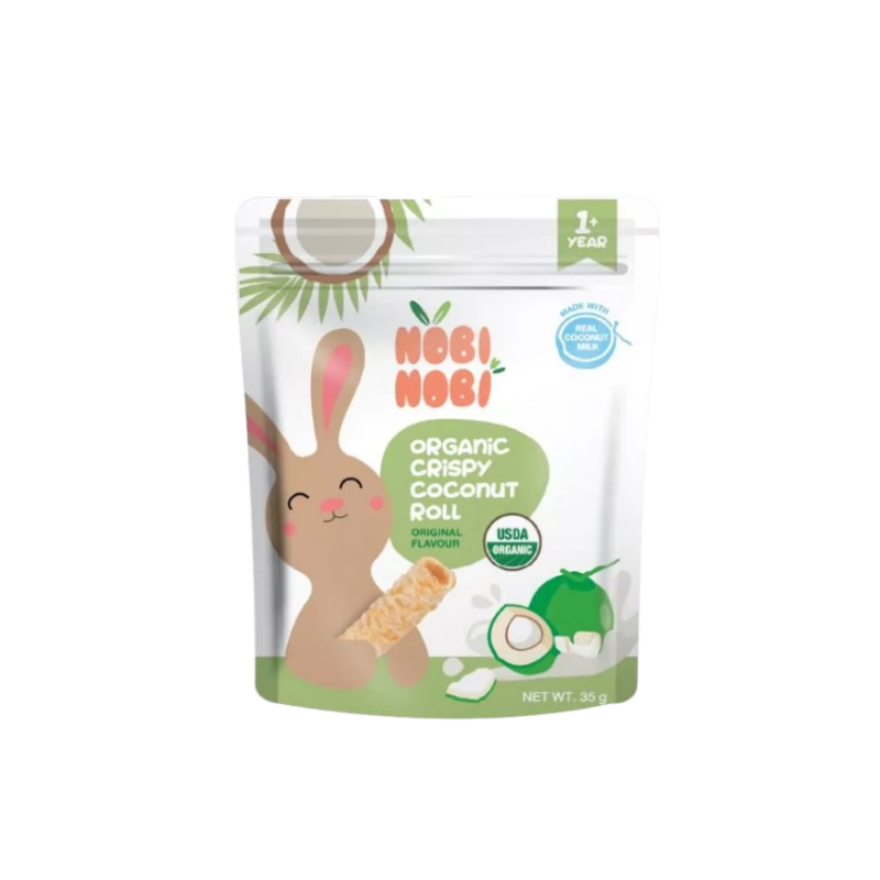Bánh Cuộn Dừa Giòn Hữu Cơ NOBI NOBI - Túi 35gam - Không Gluten - Dành Cho Bé Từ 1 Tuổi