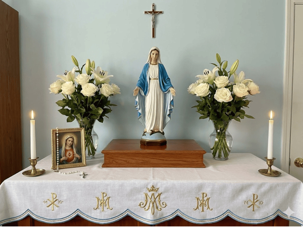 10+ cách trang trí bàn thờ Công giáo đẹp hàng ngày và ngày Lễ
