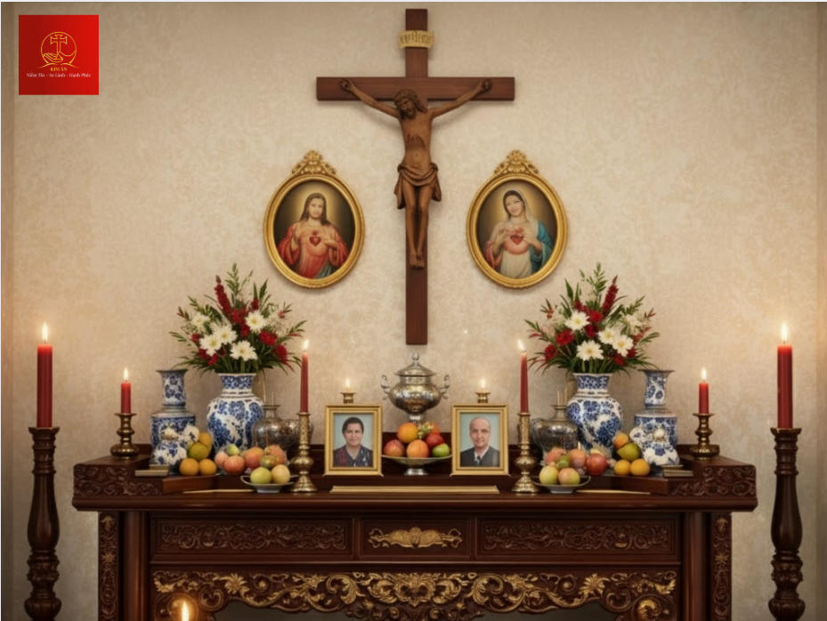 Bàn thờ gia tiên Công Giáo: Ý nghĩa, 20+ mẫu đẹp & lưu ý khi bố trí