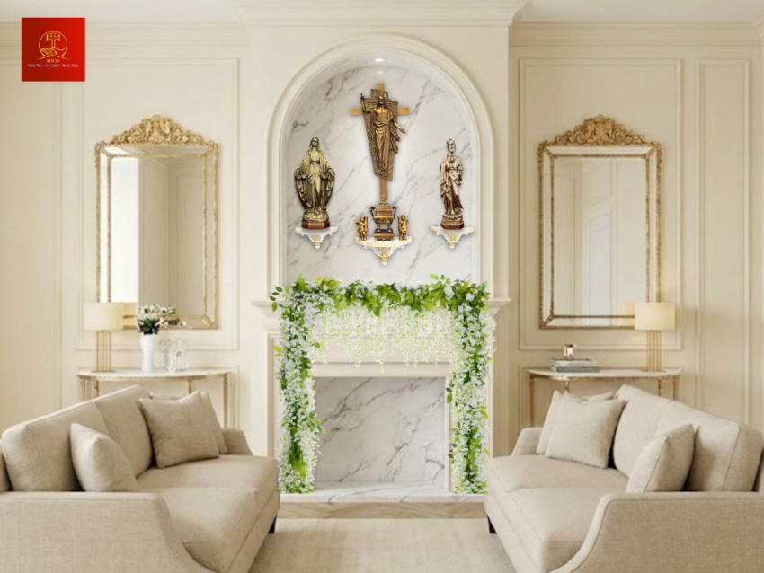 20 mẫu bàn thờ Chúa phòng khách đẹp & cẩm nang chọn chuẩn