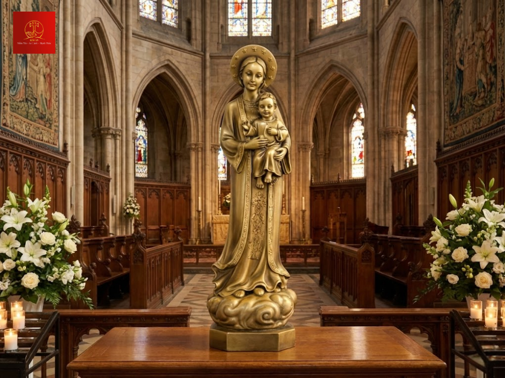 Kích thước tượng Mẹ cần phù hợp với không gian phòng để đảm bảo sự hài hòa về mặt thẩm mỹ