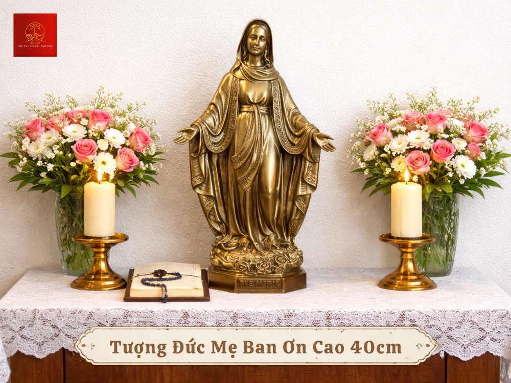 Tượng Đức Mẹ Ban Ơn 40cm từ Vật phẩm Công giáo Kim Ân