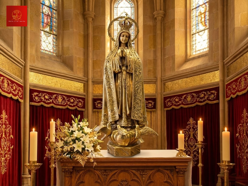 Các tác phẩm tượng Đức Mẹ Fatima có kích thước lớn rất phù hợp khi được đặt tại các nơi có không gian rộng lớn.