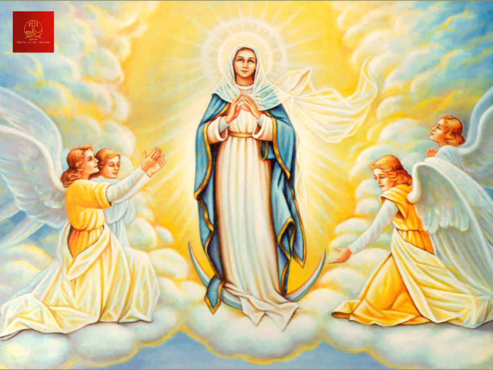 Đức Mẹ Maria đáp lại lời xin vâng trước sứ thần, chấp nhận cưu mang Con Thiên Chúa