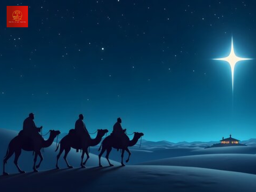 Ba vị Đạo sĩ theo ánh sao lạ tìm đến bái lạy Chúa Hài Đồng.
