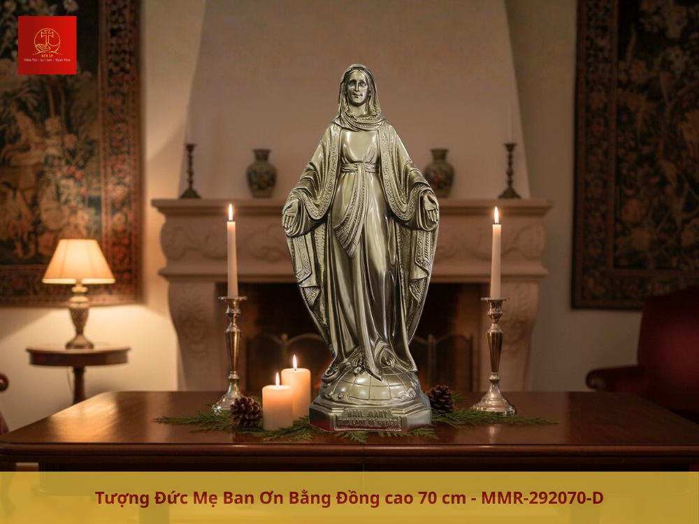 Tượng Đức Mẹ Maria Ban Ơn 70cm với đôi tay rộng mở