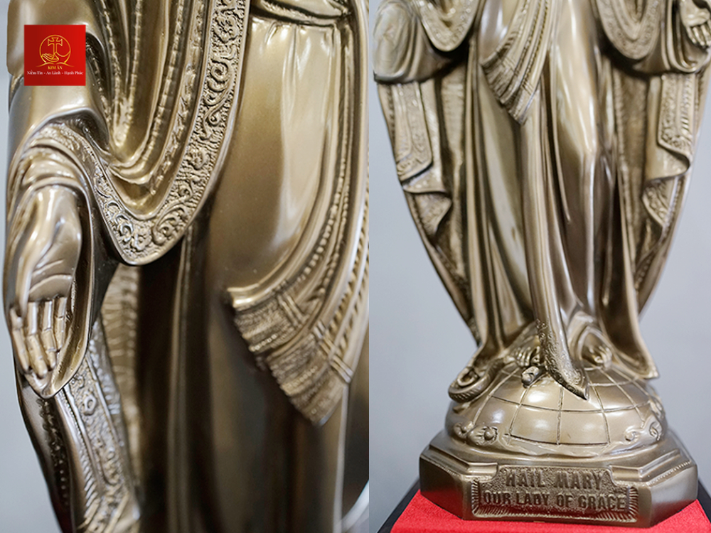Độ hoàn thiện tinh xảo trong từng chi tiết nhỏ như vương miện hay nếp áo chính là thế mạnh vượt trội của thương hiệu Vật phẩm Công giáo Kim Ân