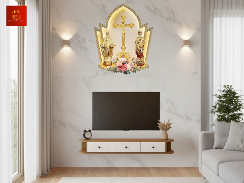 Bàn thờ Công giáo SFU-No.02 kết hợp cung vòm nhiều lớp viền LED