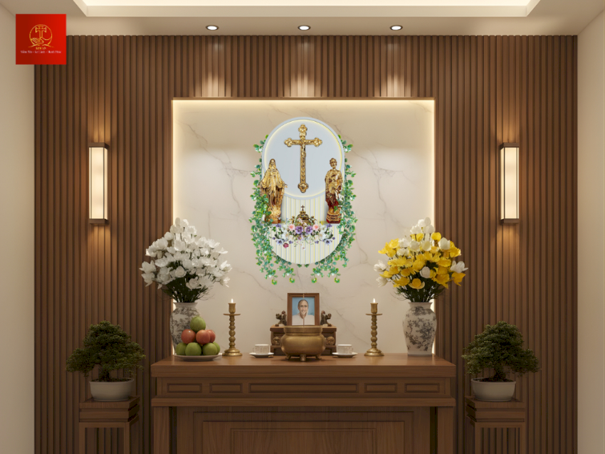 Bàn thờ Công giáo SFU-No.04 kết hợp dây lá rủ