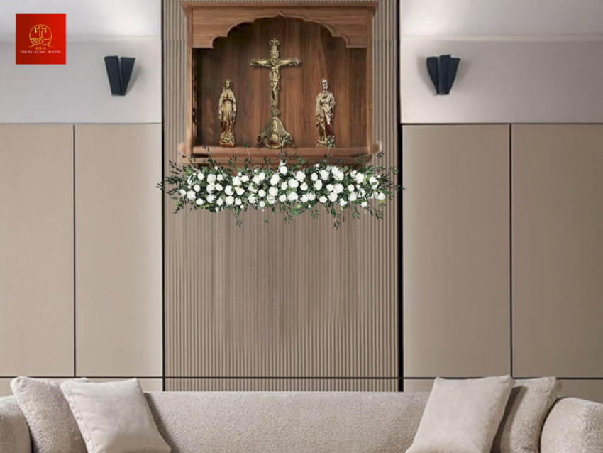 Bàn thờ Công giáo thiết kế hộp gỗ treo tường