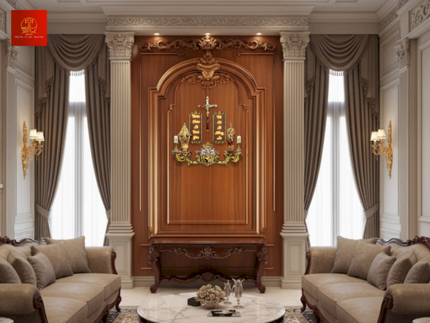 Bàn thờ Công giáo trong phòng khách cổ điển