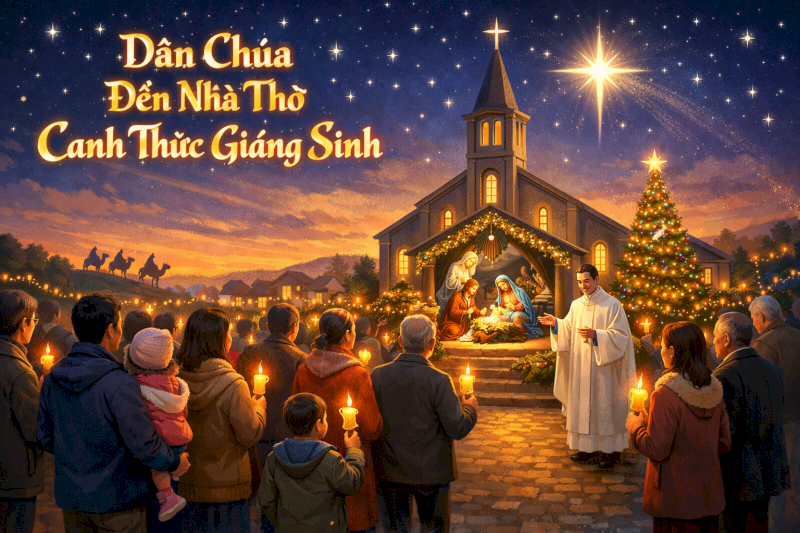 Cộng đoàn đến nhà thờ để đón chờ sự ra đời của Chúa