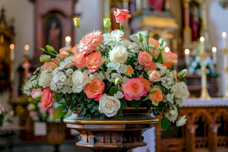 Các bông hoa được sắp xếp khéo léo, tạo thành hình cầu hoặc bán cầu