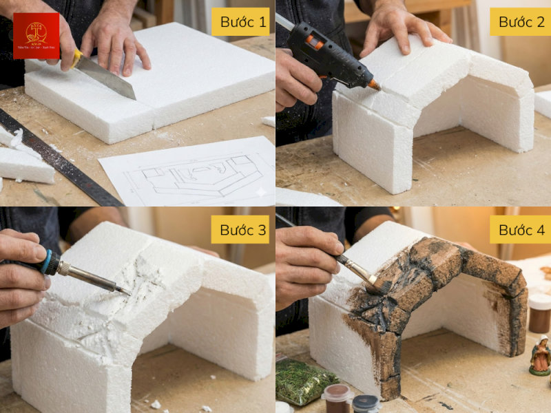 Cách làm hang đá Noel bằng xốp siêu dễ tại nhà 