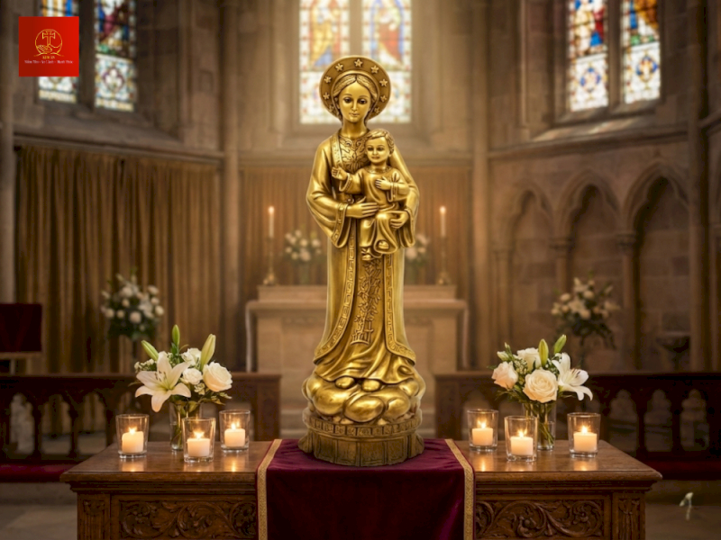 Kích thước 53cm uy nghiêm phù hợp cho các bàn thờ Công giáo diện tích lớn.