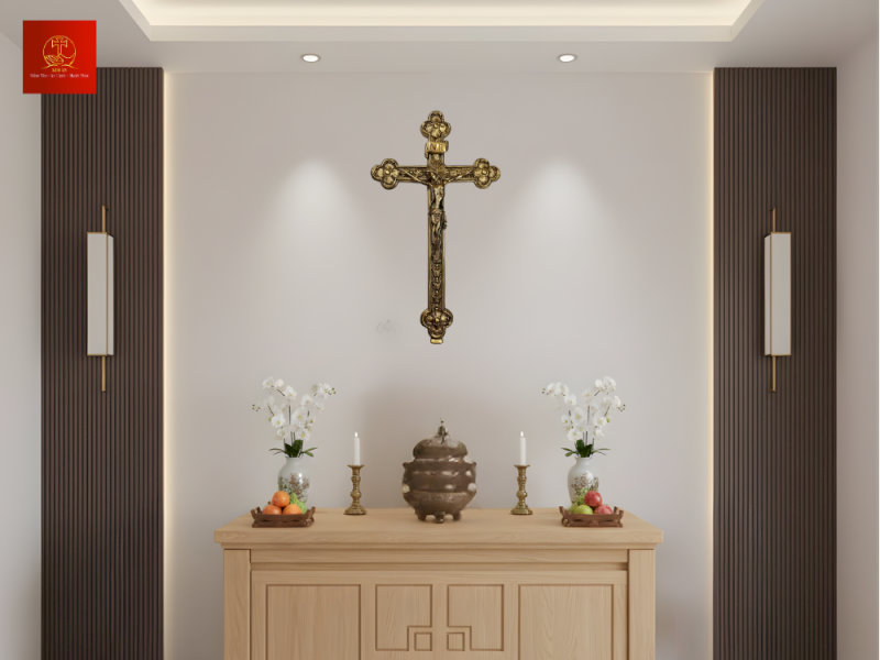 Thánh Giá hoa đào không đế - màu cổ điển 