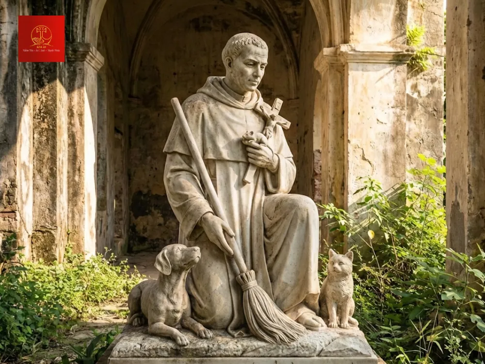 Tượng đồng Thánh Martino de Porres là biểu tượng cho sự hòa hợp chủng tộc và bảo trợ cho các hoạt động từ thiện.