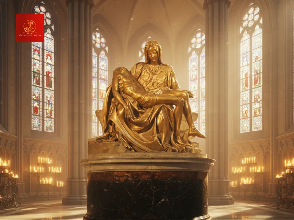 Tượng Đức Mẹ Sầu Bi khắc họa hình ảnh Đức Maria ôm thi thể Chúa Giêsu