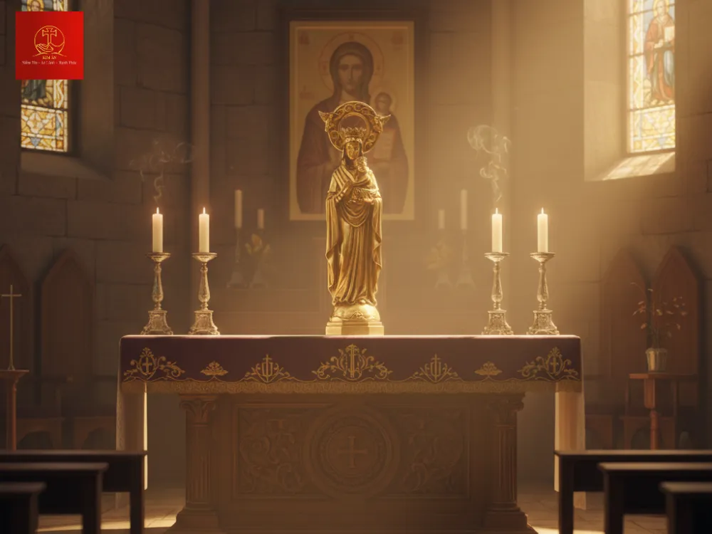 Tượng Mẹ Hằng Cứu Giúp mang ý nghĩa che chở lúc gian nan.