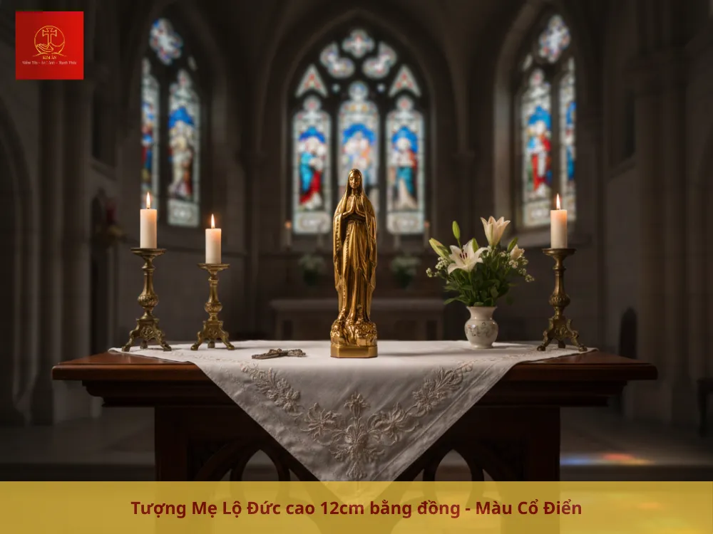 Tượng Mẹ Lộ Đức cao 12cm bằng đồng
