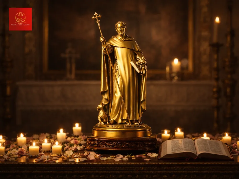 Tượng Thánh Đa Minh bằng đồng