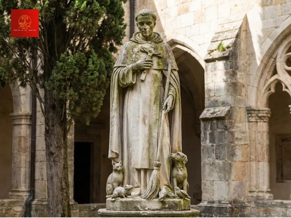 Tượng thánh Martino làm từ đá cẩm thạch trắng, chiều cao 150cm