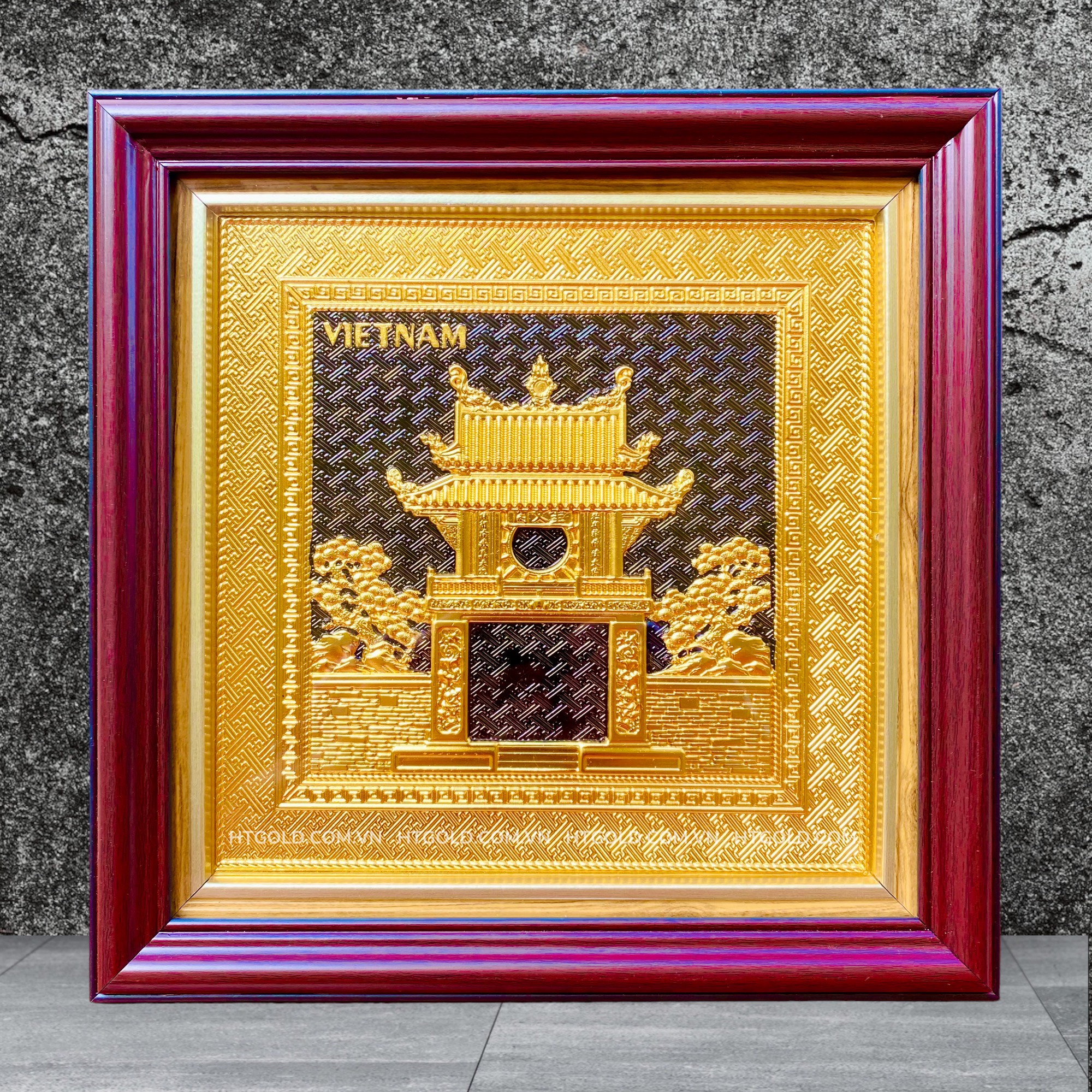 TRANH ĐỒNG KHUÊ VĂN CÁC DÁT VÀNG (30cm * 30cm)