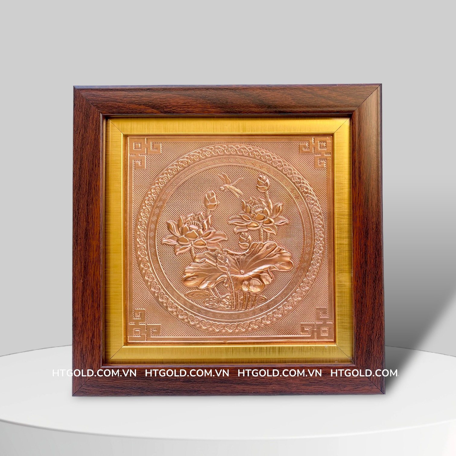 TRANH HOA SEN BẰNG ĐỒNG ĐỎ (20cm x 20cm)