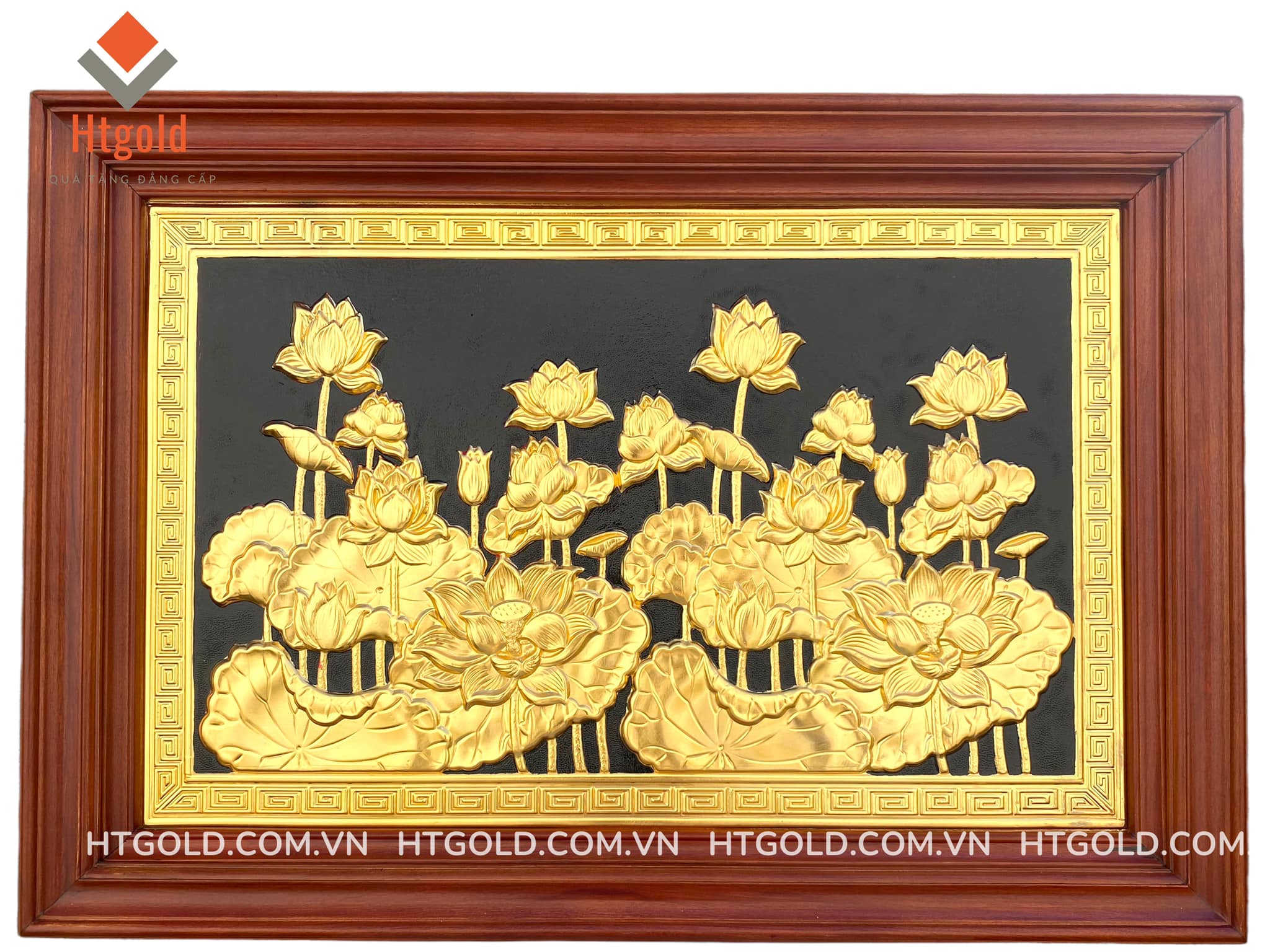 TRANH ĐỒNG HOA SEN MẠ VÀNG 24K (KT 61cm x 88cm).