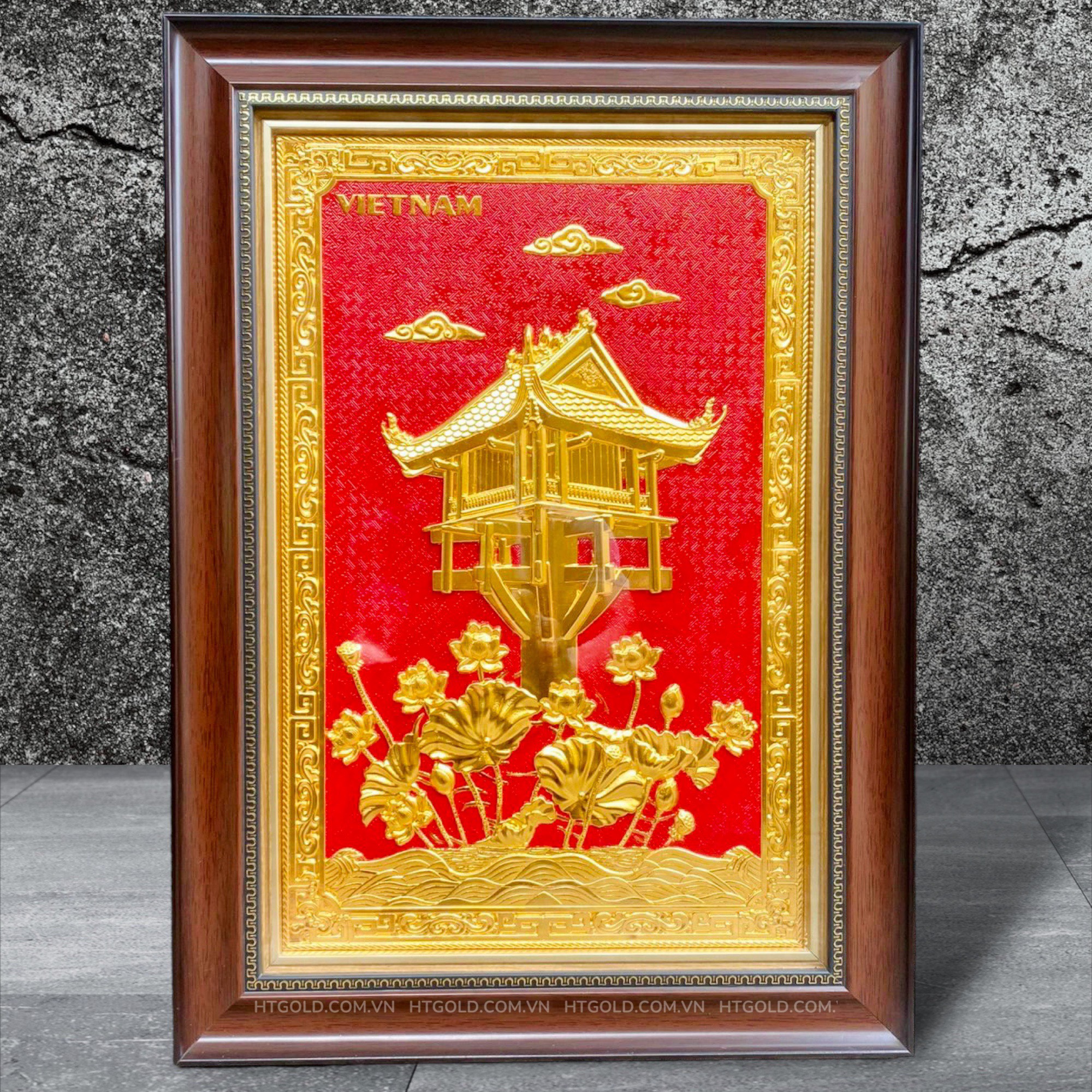 TRANH ĐỒNG CHÙA MỘT CỘT DÁT VÀNG (40cm * 55cm)