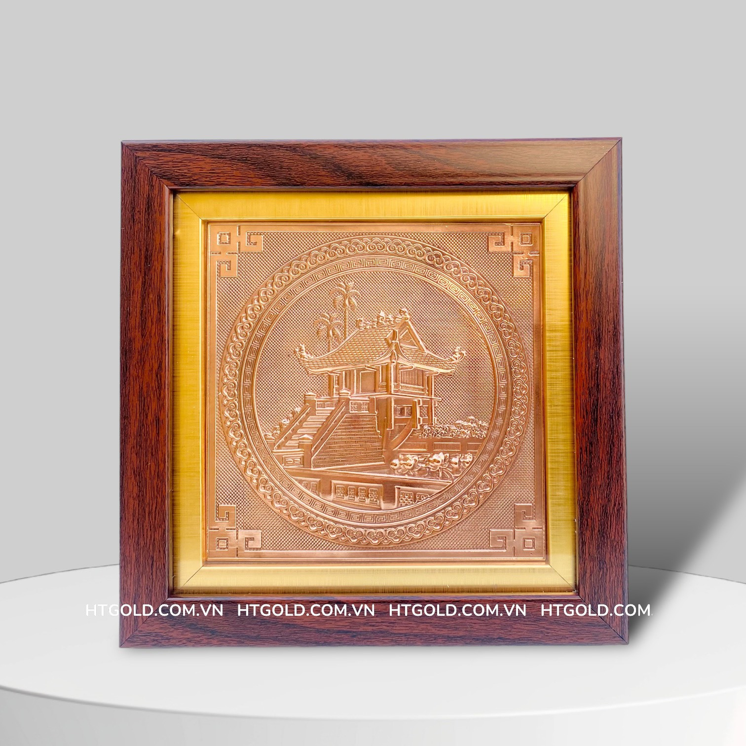 TRANH CHÙA MỘT CỘT BẰNG ĐỒNG ĐỎ (20cm x 20cm)