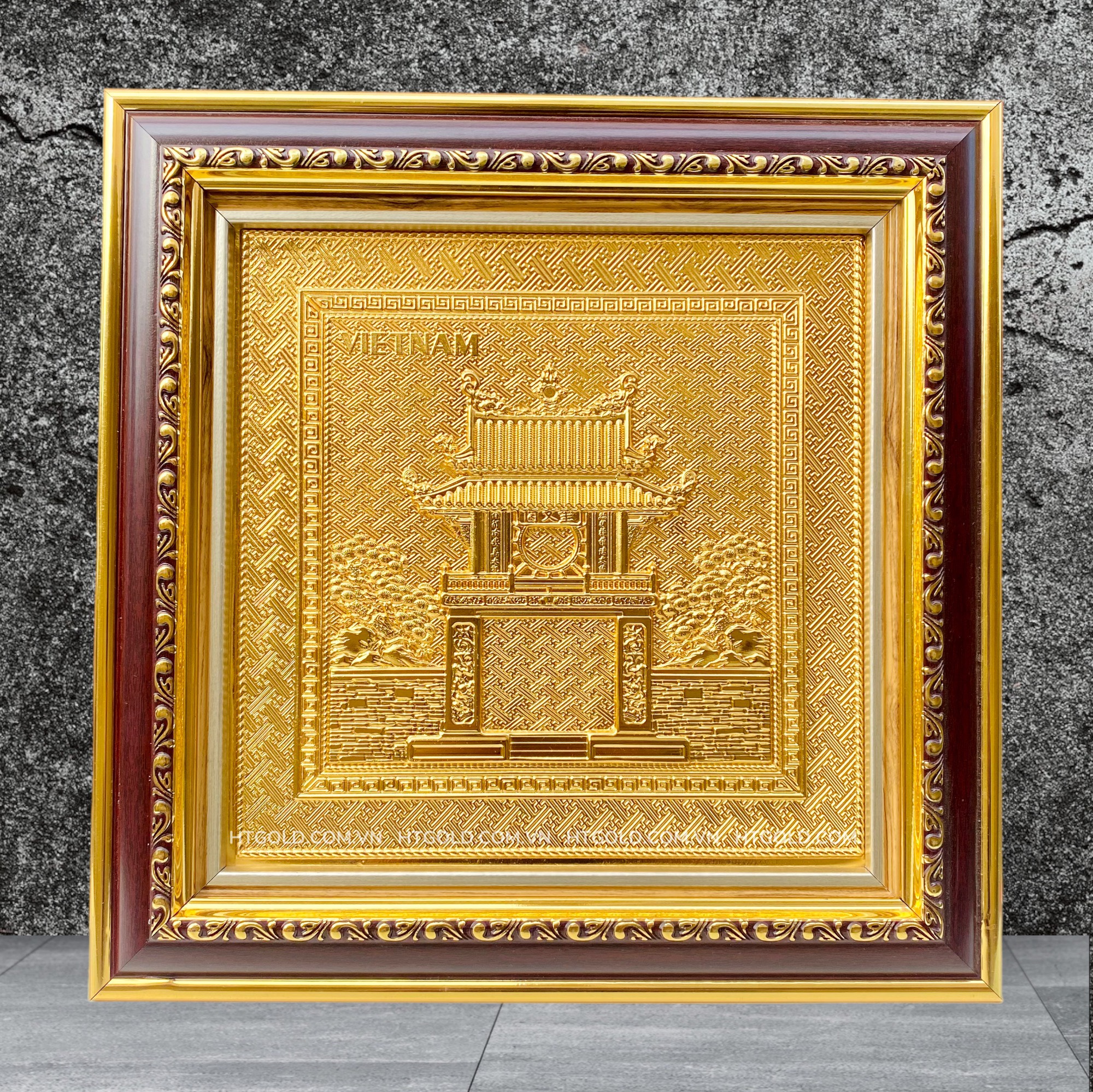 TRANH ĐỒNG KHUÊ VĂN CÁC DÁT VÀNG (30cm * 30cm)