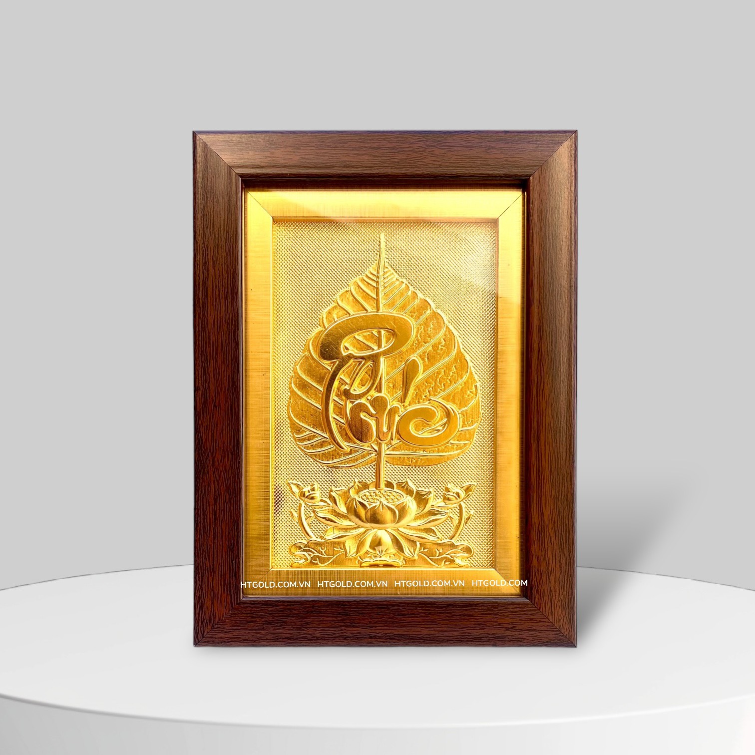TRANH LÁ BỒ ĐỀ CHỮ "PHÚC" MẠ VÀNG 24k (15cm x 20cm)