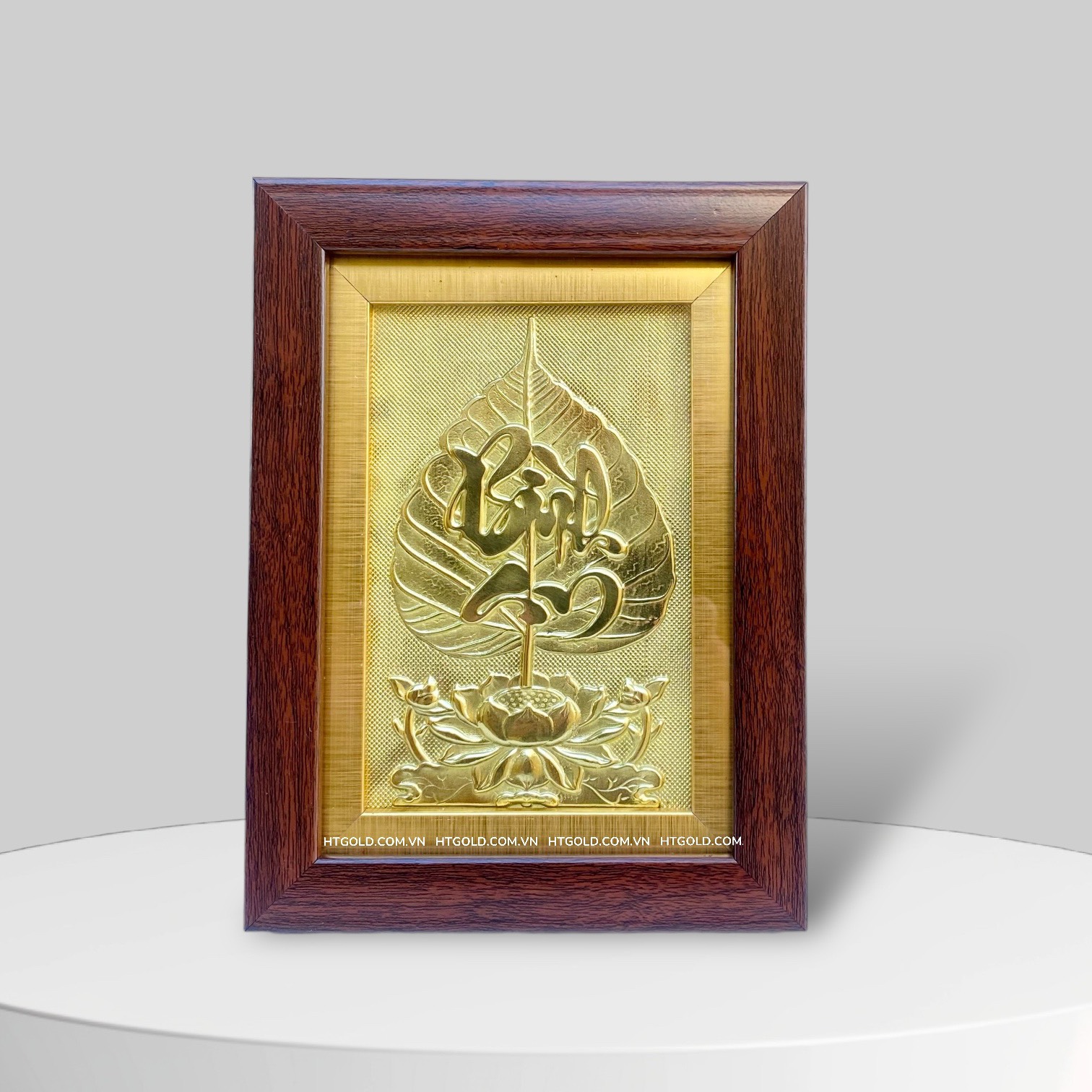 TRANH LÁ BỒ ĐỀ BÌNH AN BẰNG ĐỒNG VÀNG (15cm x 20cm)