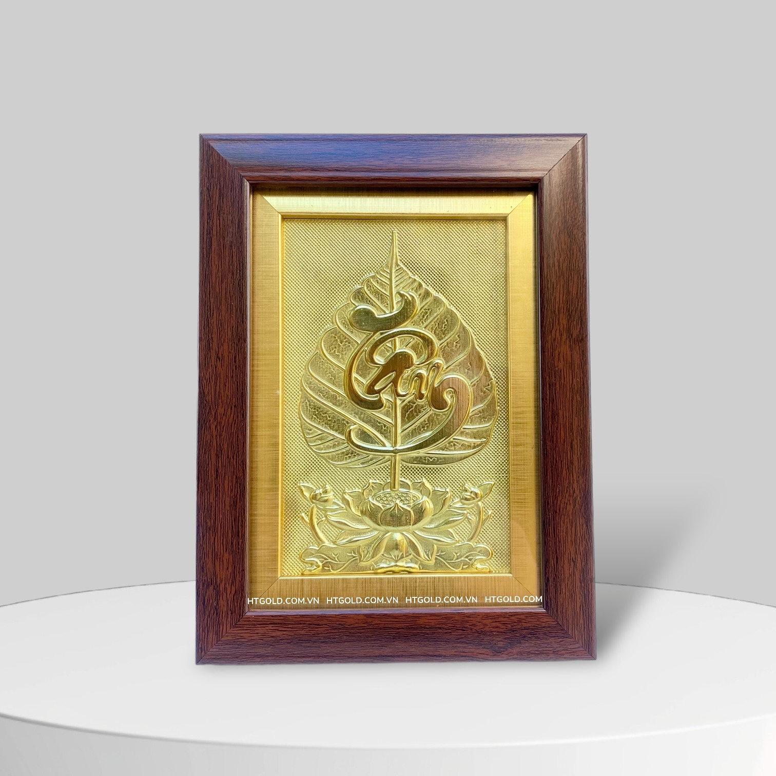 TRANH LÁ BỒ ĐỀ GẮN CHỮ "TÂM" BẰNG ĐỒNG (15cm x 20cm)