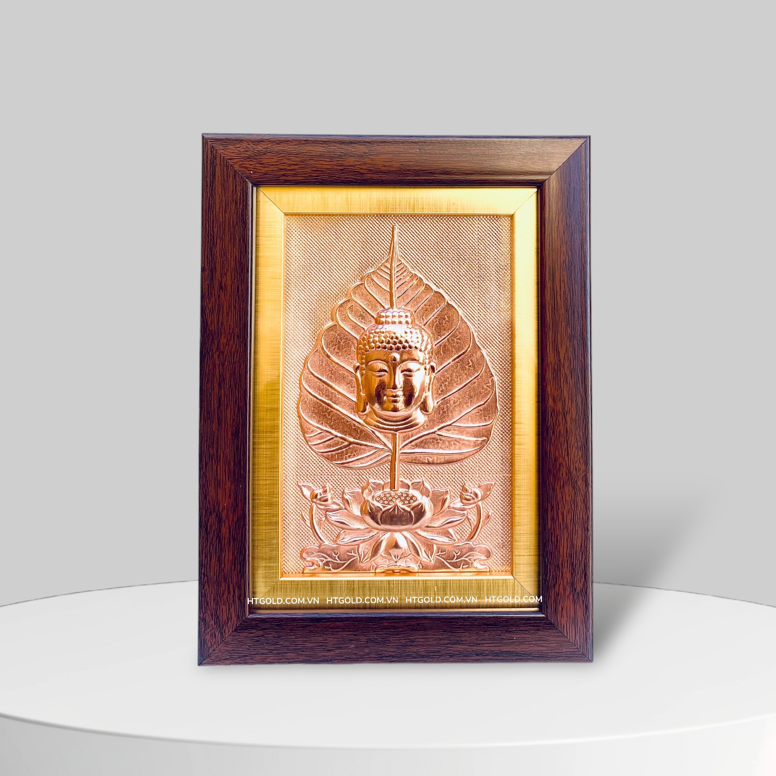 TRANH LÁ BỒ ĐỀ BẰNG ĐỒNG ĐỎ (15cm x 20cm)