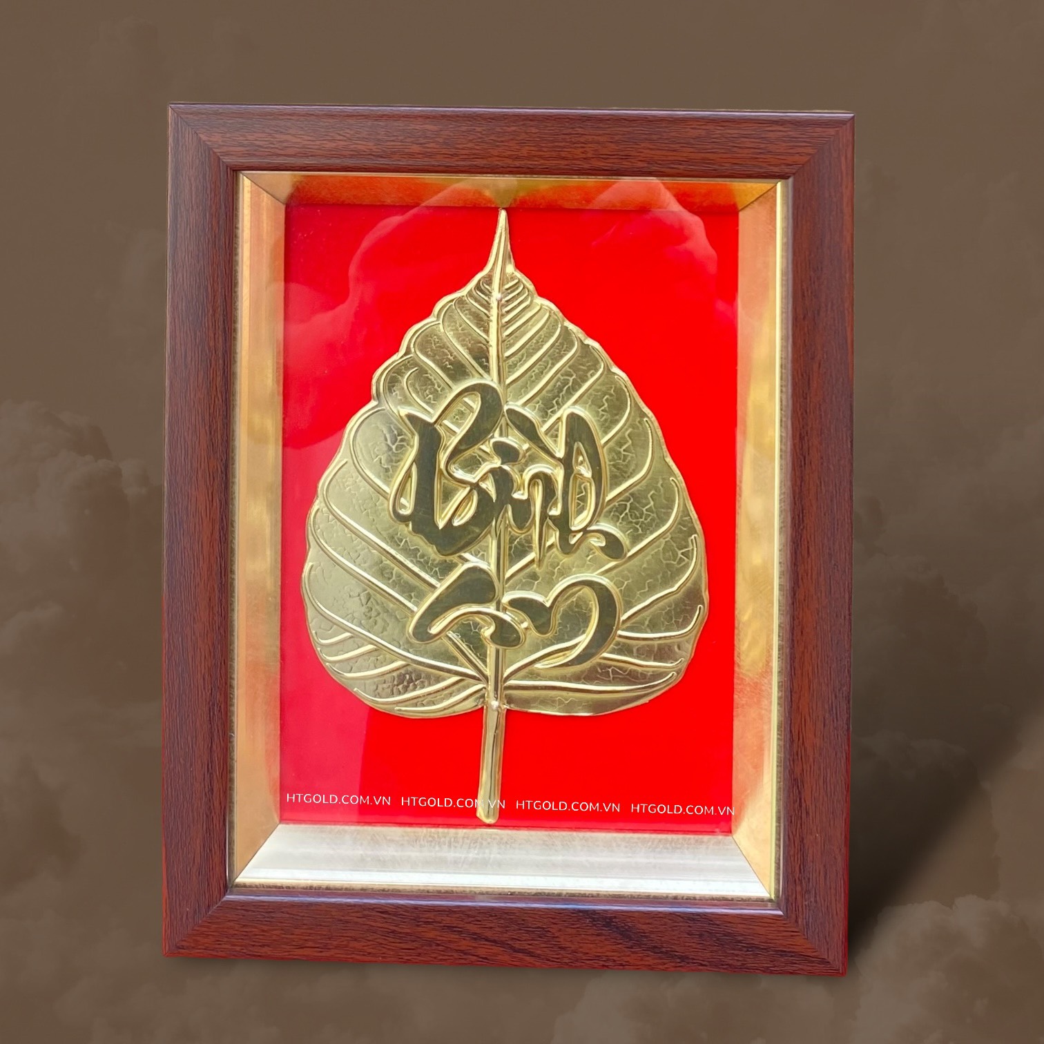 TRANH LÁ BỒ ĐỀ BÌNH AN BẰNG ĐỒNG (20cm x 25cm)..