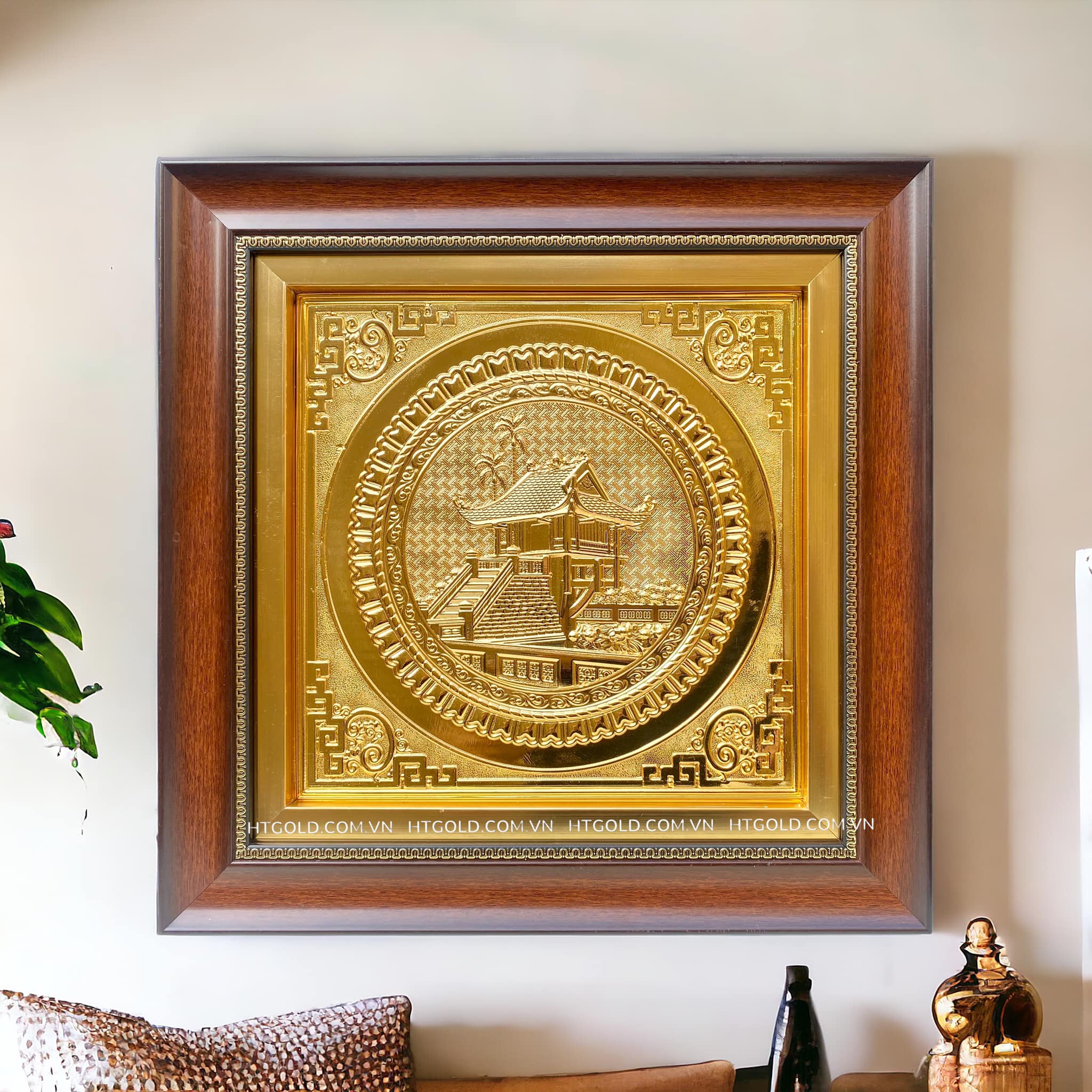 TRANH ĐỒNG CHÙA MỘT CỘT DÁT VÀNG (40cm * 40cm)