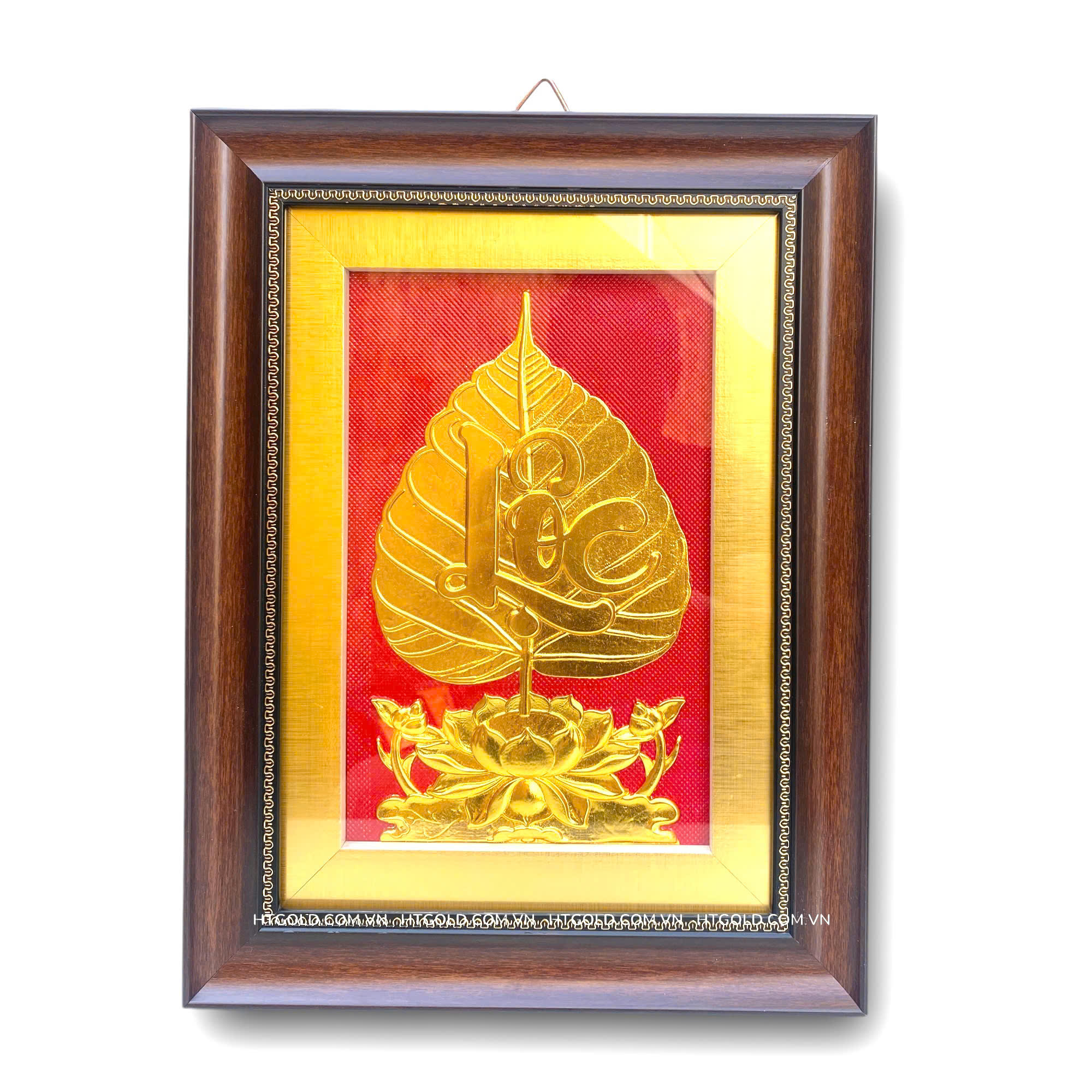 TRANH LÁ BỒ ĐỀ CHỮ "LỘC" DÁT VÀNG (32cm x 42cm)