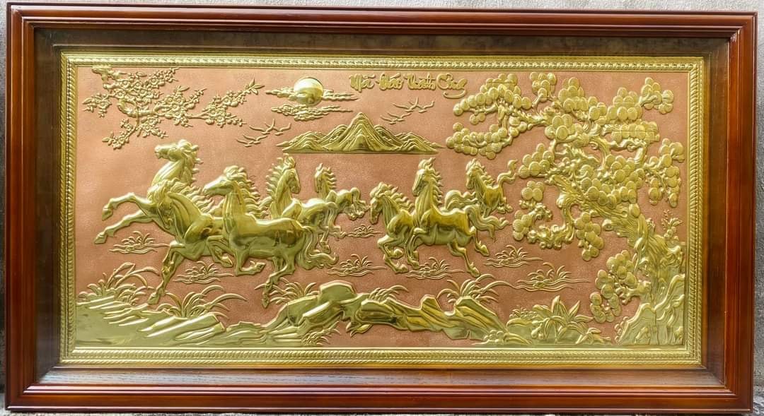 TRANH ĐỒNG MÃ ĐÁO THÀNH CÔNG (Đồng vàng cao cấp; Kích thước 50cm x 90cm)