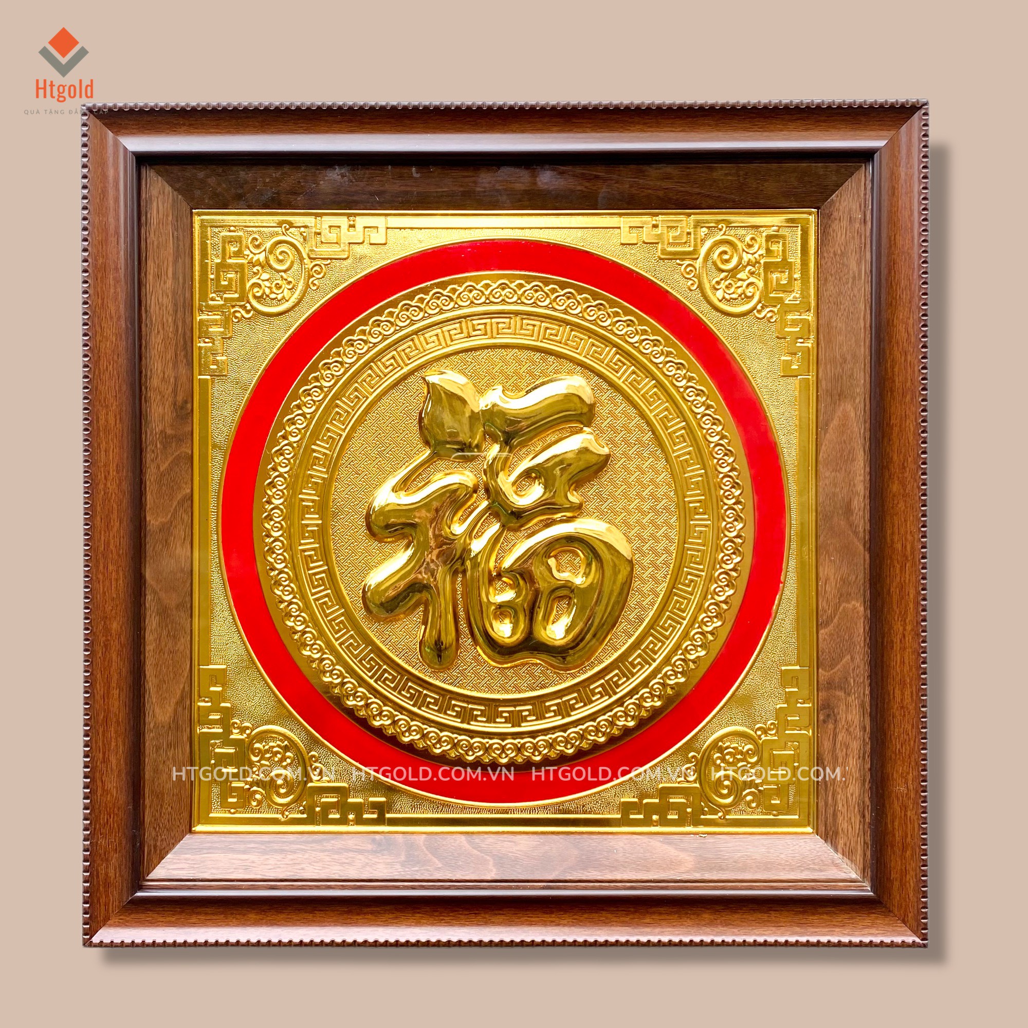 TRANH ĐỒNG CHỮ PHÚC, MẠ VÀNG 24K (Kích thước 48cm x 48cm)