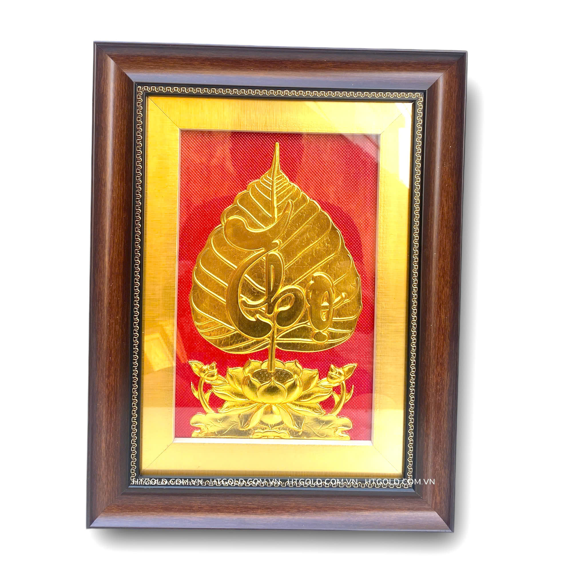 TRANH LÁ BỒ ĐỀ CHỮ 'THỌ" DÁT VÀNG (32cm x 42cm)